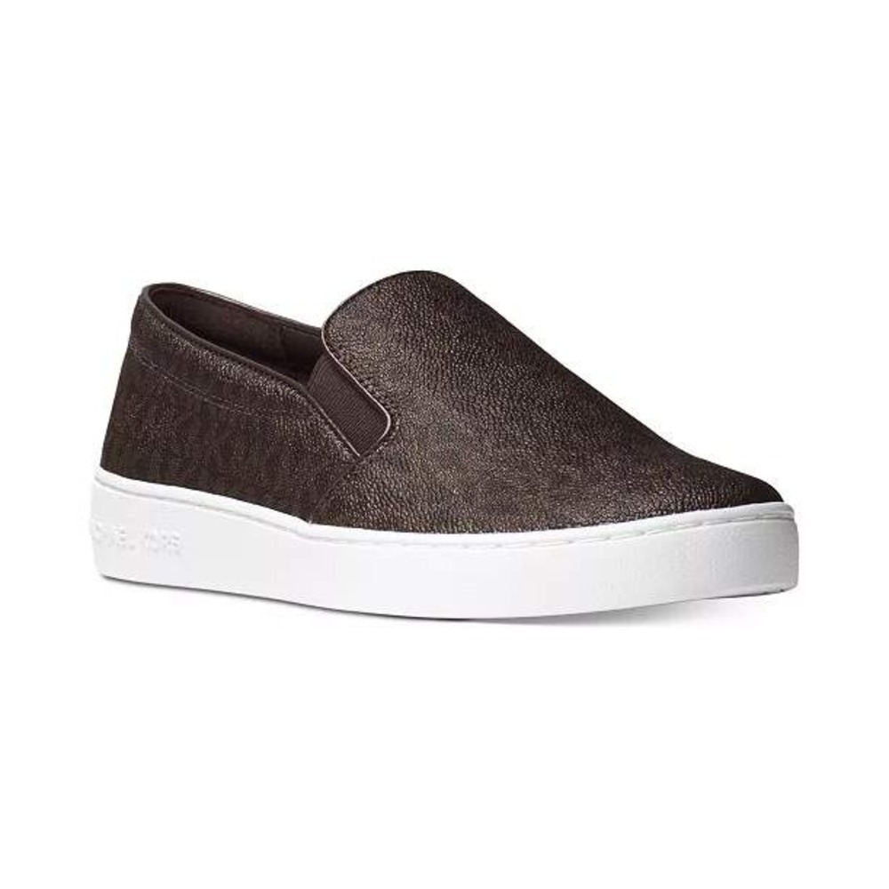 NWB MICHAEL Michael‎ Kors Keaton Slip-On Logo Sneakers Brown Size 7.5 43F7KTFP1B